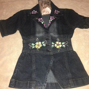 NWT BGG boutique denim jean jacket handpai 2t 24 M